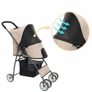 Foldable dog stroller with refined design