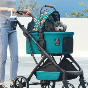 Stylish blue dog stroller