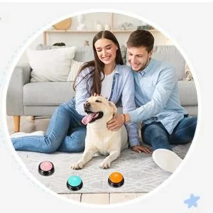 Interactive dog toy communication button to record