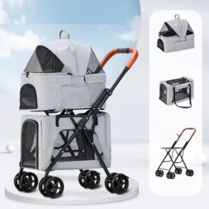 Stylish gray dog ​​stroller