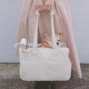 Practical and comfortable white dog carrier bag