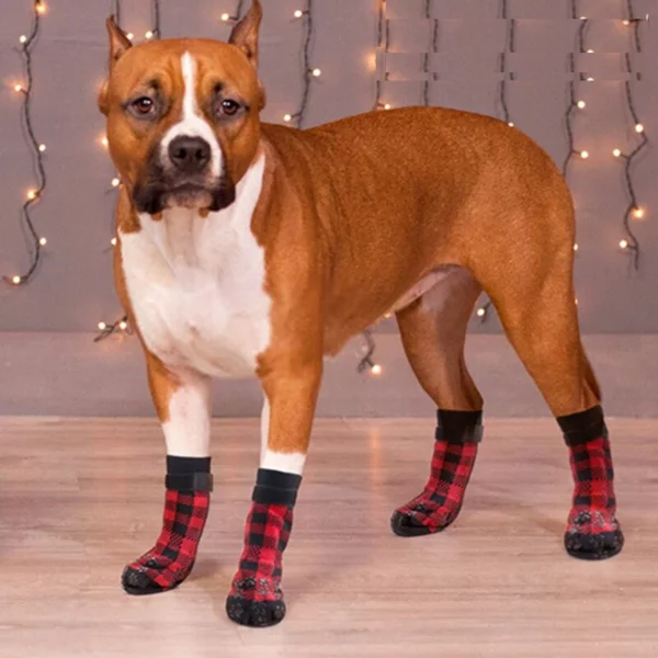 Non-slip checkered dog slippers