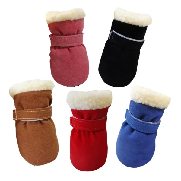 4pcs Warm Plush Dog Slippers