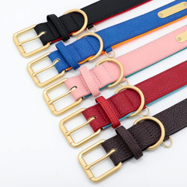 Personalized Double Layer Faux Leather Dog Collar