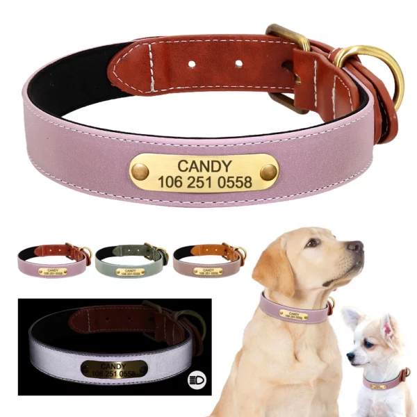 Personalized faux leather dog collar