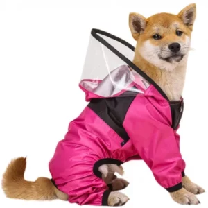 Hooded polyester dog jumpsuit