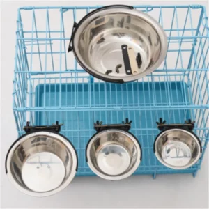 Stainless steel dog bowl with holder