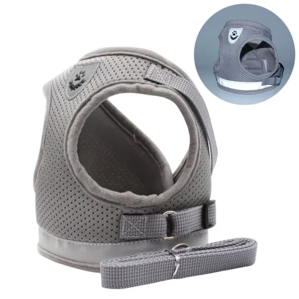 Mesh harness with leash for dogs