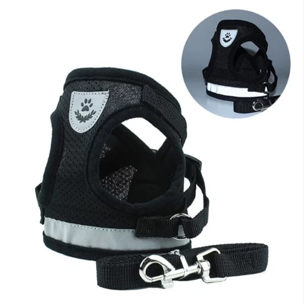 Mesh harness with leash for dogs