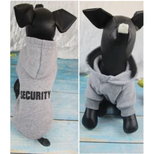 Dog hoodie with writing on the back