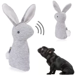 Plush rabbit with squeak for dog