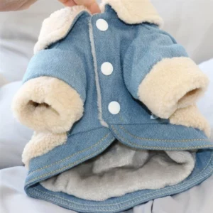 Winter denim dog coat