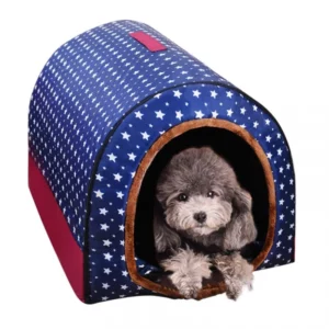 Star-patterned fabric dog kennel