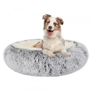 Gray cotton and plush basket for XXL dog