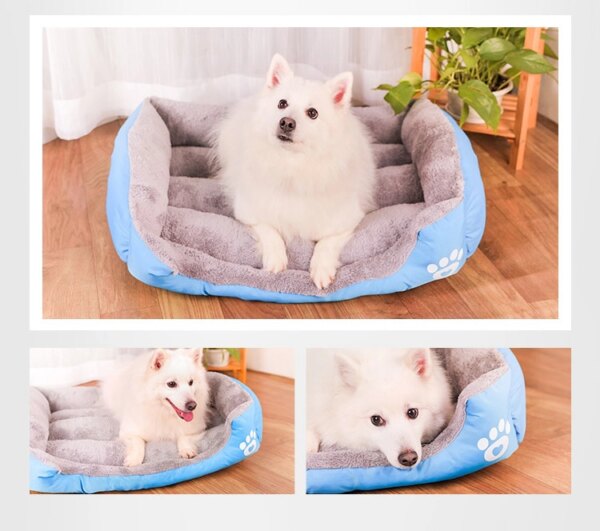 Rectangular cotton basket with paw pattern for XXL dog