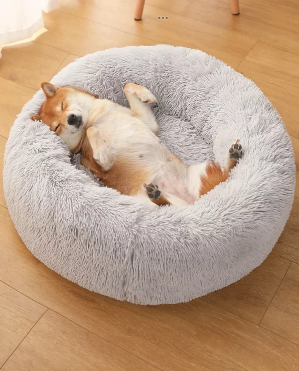 Round plush dog basket XXL