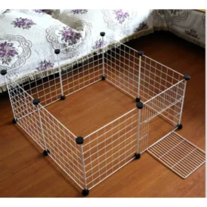 Foldable metal dog playpen with iron gates