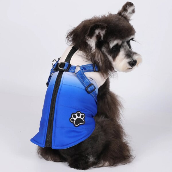 Waterproof dog coat with integrated harness