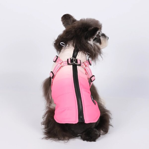 Waterproof dog coat with integrated harness