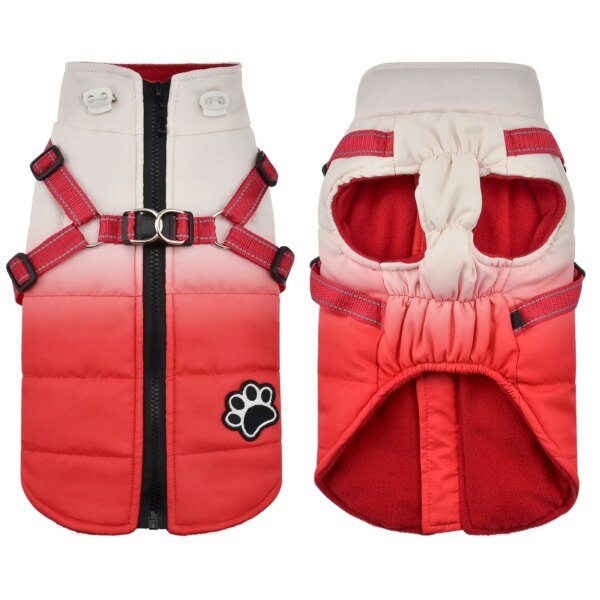 Waterproof dog coat with integrated harness