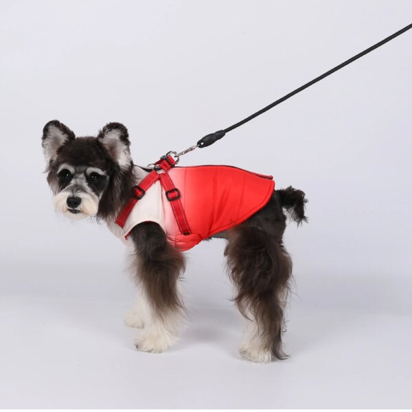 Waterproof dog coat with integrated harness