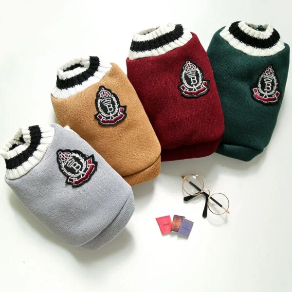 Student Style Sweater with V-Neck for Dogs