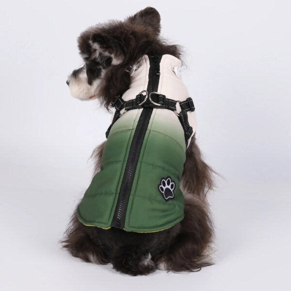 Waterproof dog coat with integrated harness