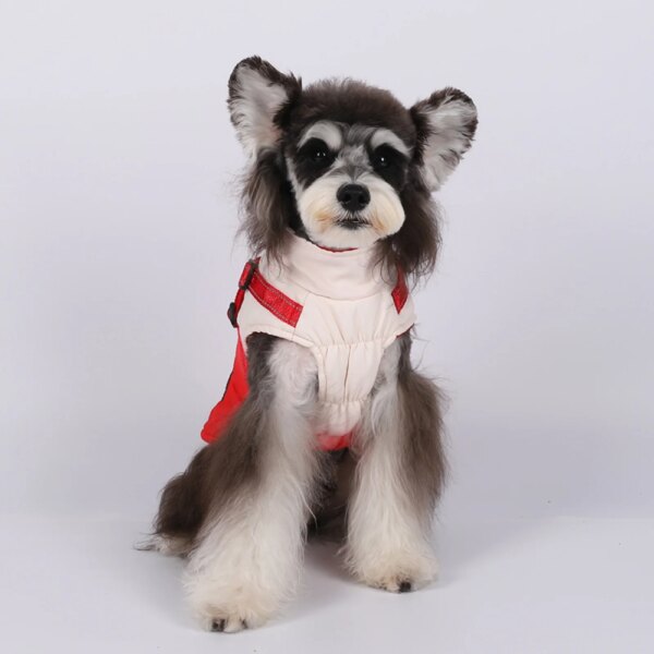 Waterproof dog coat with integrated harness