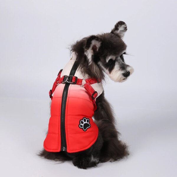 Waterproof dog coat with integrated harness