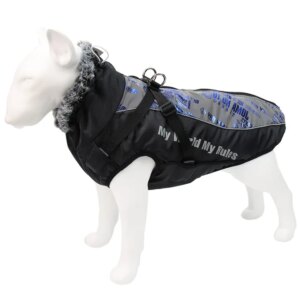 Dog Rain Coat with Faux Fur Collar