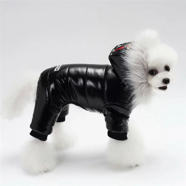 Shiny faux leather dog down jacket