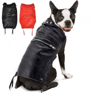 Leather dog jacket