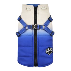 Waterproof dog coat with integrated harness