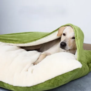 Cozy dog ​​sleeping bag with integrated cushion green